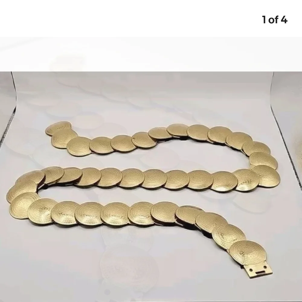 70s Gold Metal Belt Disco Stretch Coin  31